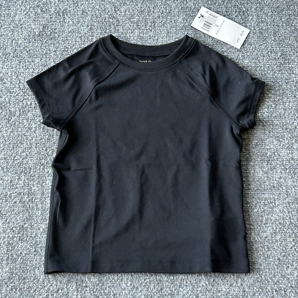 Polo Ralph Lauren Shirt Girl Small Black Performance Stretch Jersey‎ Tee